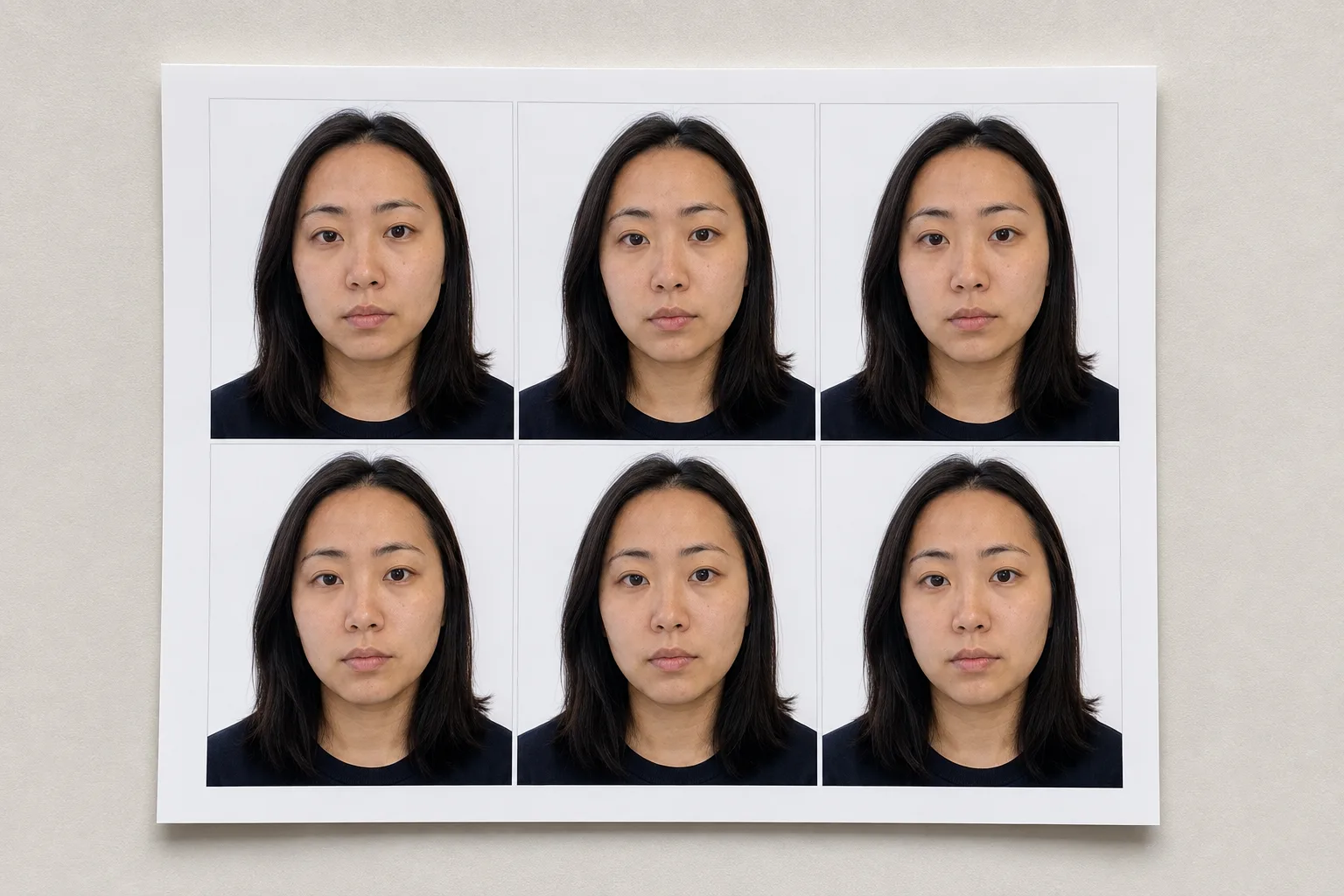 Passport Photo Print Sheet Layout Preview